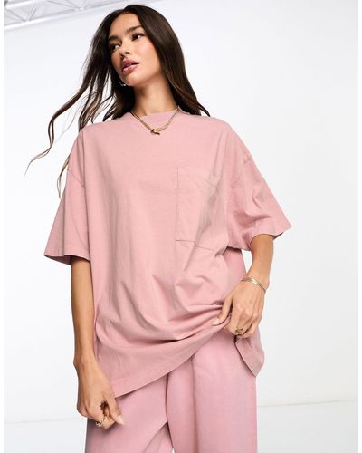 ASOS Pocket Detail Boyfriend Fit T-shirt Co-ord - Pink