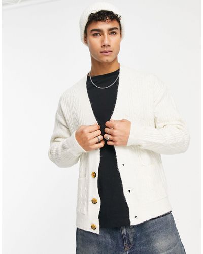 New Look Relaxed Fit Cable Cardigan - White