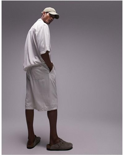 TOPMAN Longline Textured Shorts - Gray