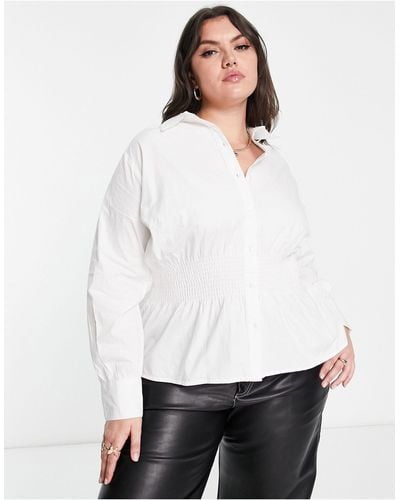 ONLY Smock Shirt With Shirred Detail - White