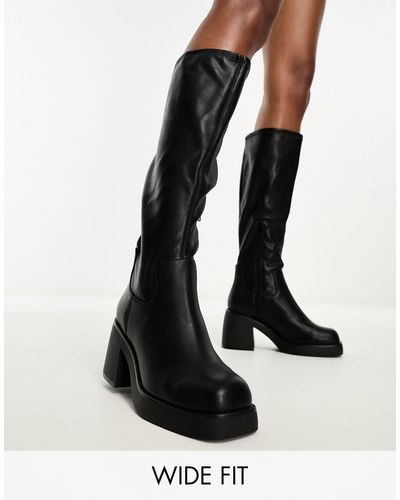 ALDO Wide Fit Auster Mid Heel Knee Boots - Black