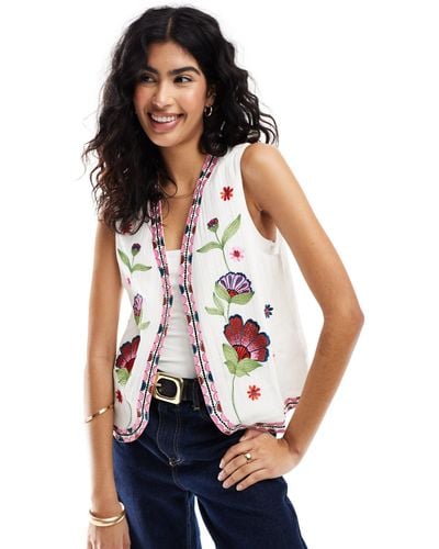 ASOS Floral Embroidery Waistcoat - White