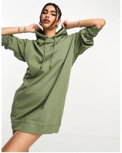 ASOS Oversized Hoodie Sweatshirt Mini Dress - Green