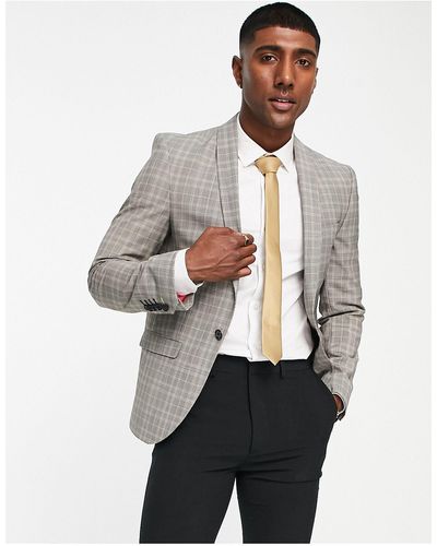 Twisted Tailor Melcher - giacca da abito skinny a quadri marroni tono su tono - Nero