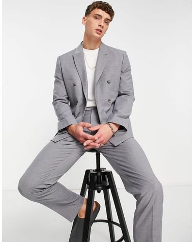 ASOS Slim Double Breasted Suit Jacket - Grey