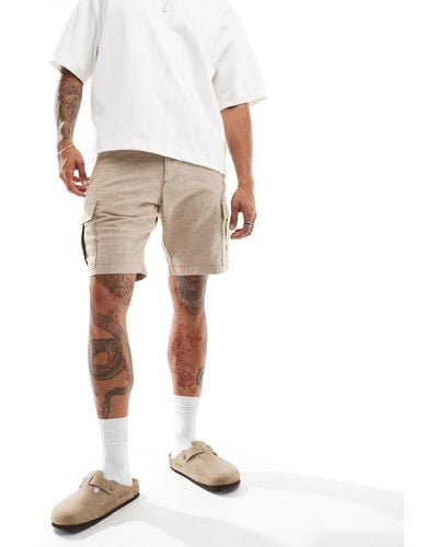 Hollister – flex – cargo-shorts aus leinenmix - Weiß
