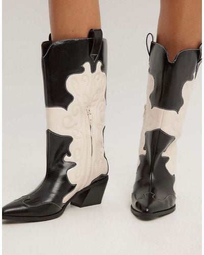 NA-KD Leather Western Boots - Black