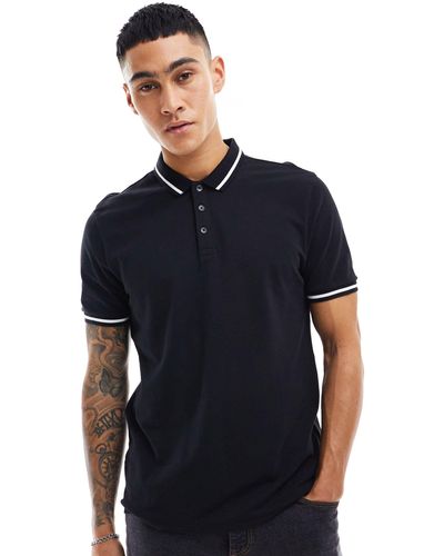 New Look Tipped Polo - Blue