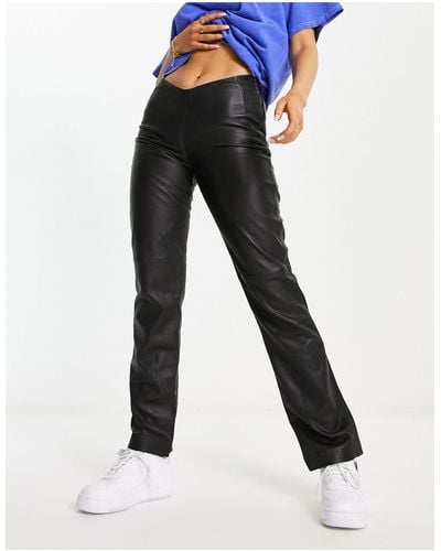 Urbancode Real Leather V Waist Trousers - Blue