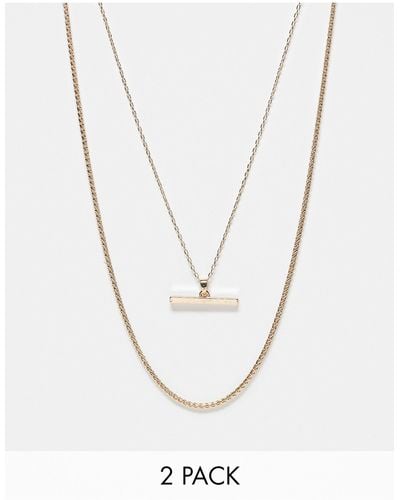 ASOS 2 Pack Necklace With T-bar - White