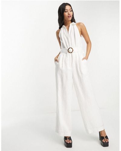EVER NEW Sleeveless Jumpsuit With Belt - White