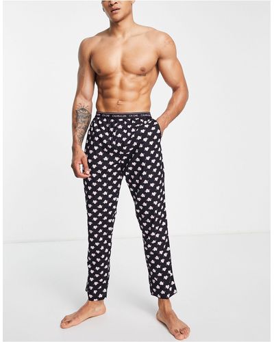 Calvin Klein – schlafanzughose mit herzmuster - Schwarz