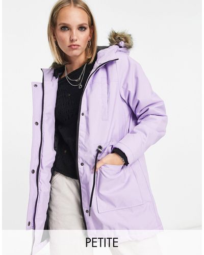Noisy May Faux Fur Hood Parka Coat - Purple