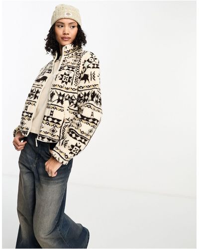 Dickies Hays - veste polaire à imprimé géométrique sur l'ensemble - cassé - Blanc