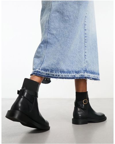 Mango Ankle Buckle Boot - Blue