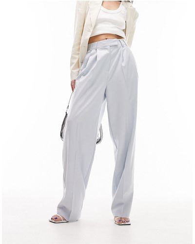TOPSHOP Straight Tailored Trousers - White