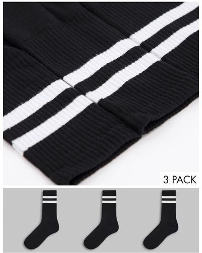 New Look 3-pack Stripe Sports Socks - Black