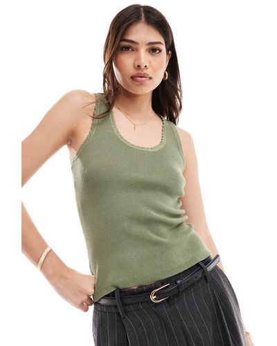 Y.A.S Scalloped Edge Vest Top - Green