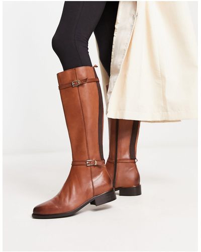 Dune London - bottes montantes avec deux boucles - marron - Blanc