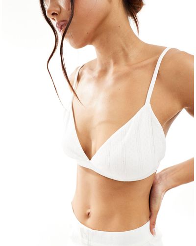 4th & Reckless Kendall Pointelle Triangle Bralet - White