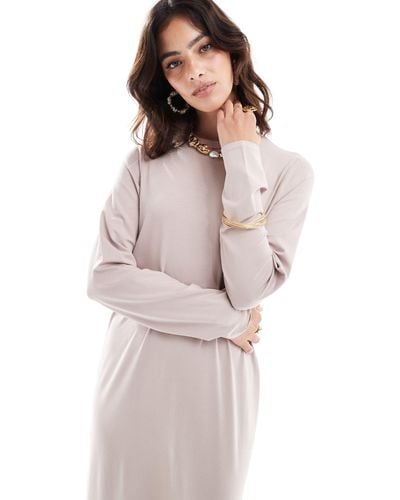 ASOS Long Sleeve Maxi T-shirt Dress - Brown