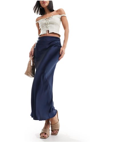 New Look Satin Midi Skirt - Blue