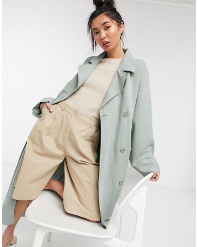 Weekday Karlee Soft Trench Coat - Green