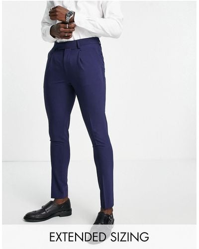 Noak 'tower Hill' Super Skinny Suit Pants - Blue