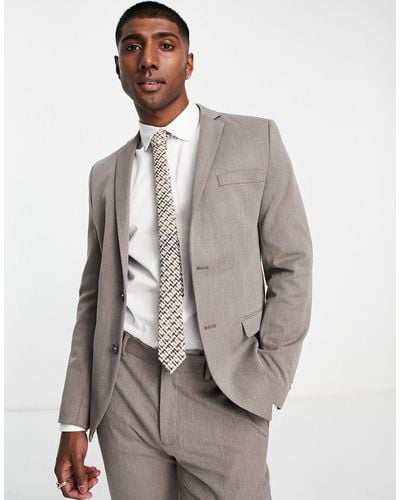 Jack & Jones Premium - giacca da abito slim fit color sabbia testurizzato - Multicolore