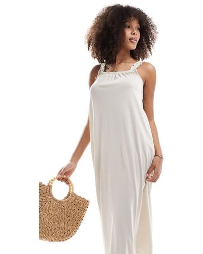 ONLY Square Neck Maxi Smock Dress - White