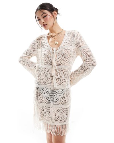 In The Style Knitted Crochet Beach Dress - White