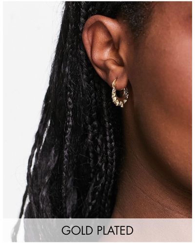 Image Gang 18k Plated Mini Creole Hoop Earrings - Black