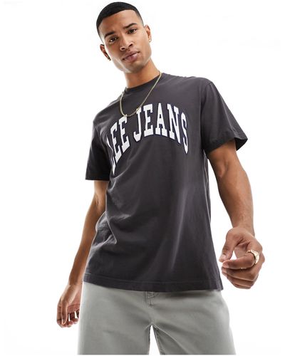 Lee Jeans Camiseta holgada con lavado negro y logo grande estilo universitario