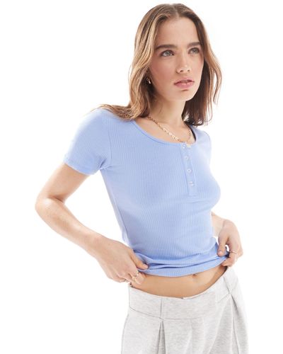 Pieces Ribbed Top With Poppers - Blue