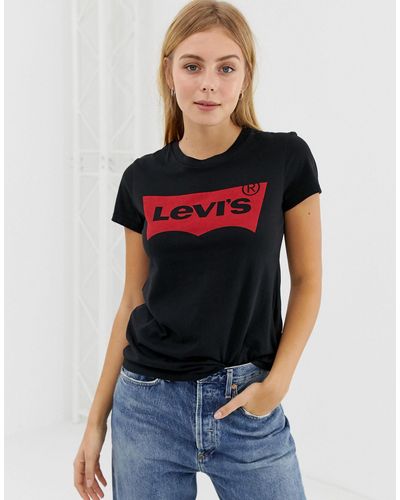 Levi's Perfecte T-shirt Met Batwing-logo - Zwart