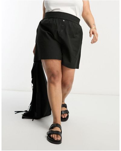 Native Youth Linen Elasticated Waist Shorts Co-ord - Black