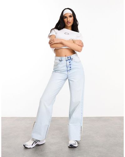 ASOS Asos Design Weekend Collective Mom Jean With Turn Up Detail - White