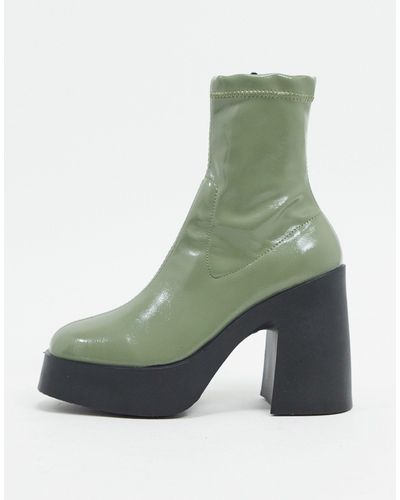 ASOS Elsie High Heeled Sock Boot - Green