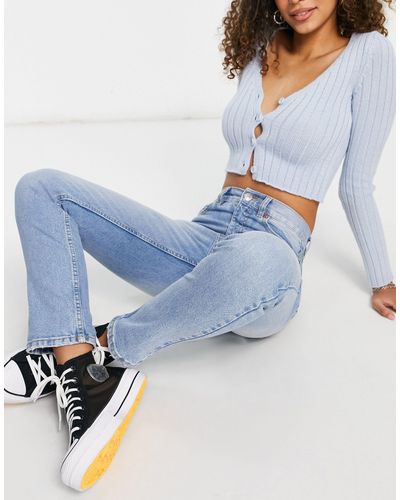 Pull&Bear Smalle Mom Jeans - Blauw
