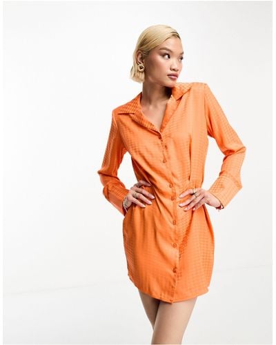 4th & Reckless Satin Mini Shirt Dress - Orange