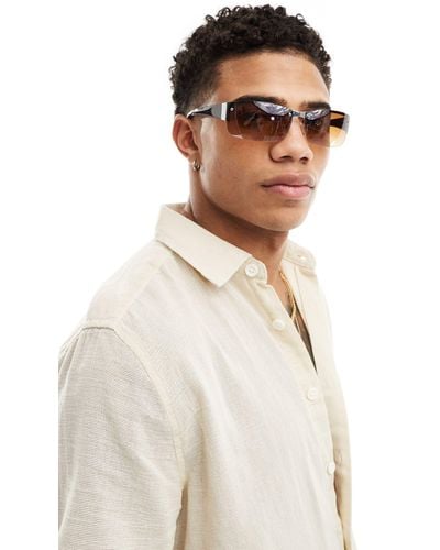 ASOS Rimless Sunglasses With Lens-brown - Yellow