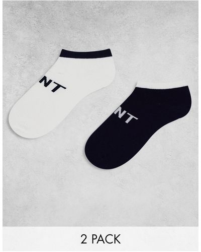 GANT 2 Pack Ankle Socks With Logo - Grey