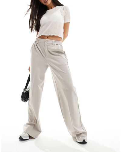 Pieces Tailored Wide Leg Trousers - White