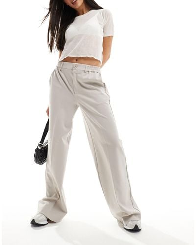 Pieces Tailored Wide Leg Heavyweight Trousers - White