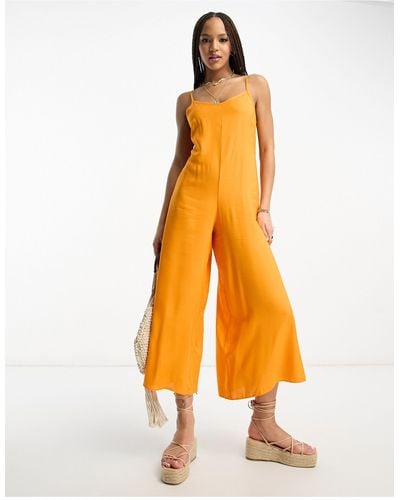 ASOS Strappy Culotte Jumpsuit - Orange