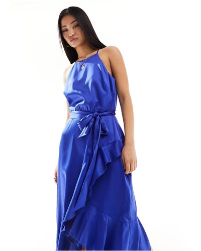 Style Cheat Wrap Midi Dress - Blue