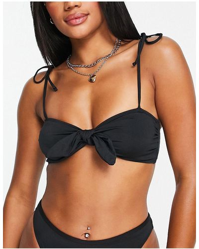 NA-KD Top bikini con fiocco - black - Nero