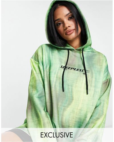 AsYou – oversize-kapuzenpullover mit grafik - Grün