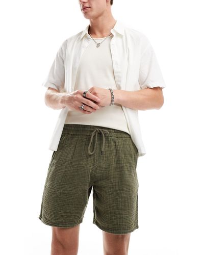 Only & Sons Pull On Textured Shorts - Green