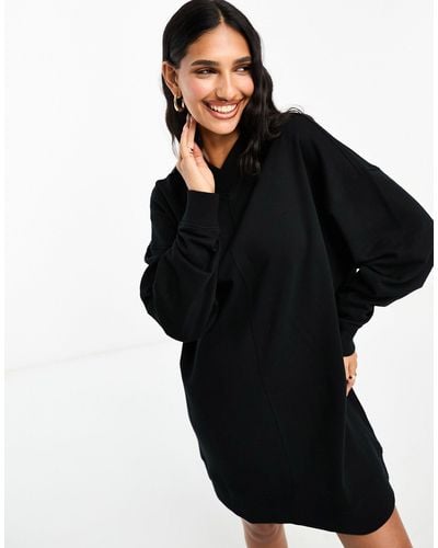 ASOS Mini Sweatshirt-jurk Met Lange Mouwen En V-hals - Zwart